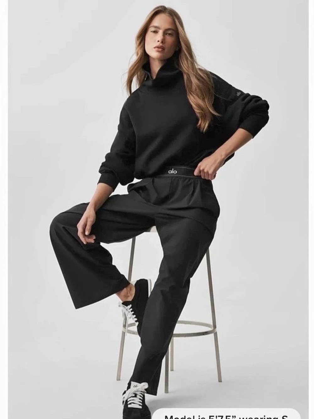 Alo Suit Up Trouser Wide Leg Black Pant